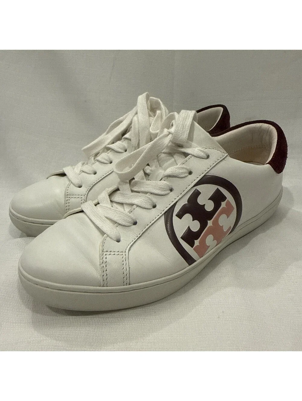 Tory Burch T-Logo Leather Low Top Sneaker Women’s Size 7.5